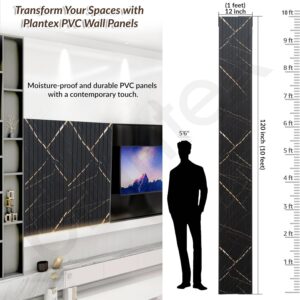 Plantex PVC Wall Panel/Louvers Panel for Wall/3d Wall Panel for Interior Wall Dรฉcor/Eco-Friendly Fluted Panel for Wall/- Pack of 3, Covers – 30 Sq. Ft (Black Gold Marble-12 Inch x 10 Ft)