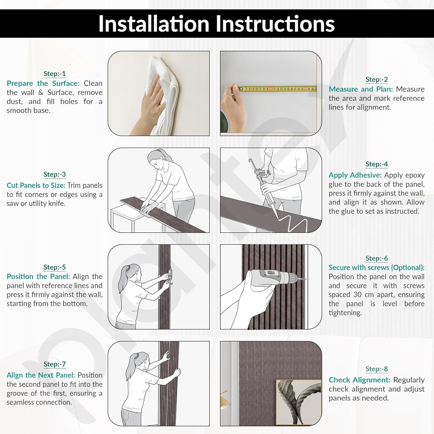 Plantex Wall Panels/Wooden Louvers Panel for Wall 8 Feet/Charcoal Panel for Interior Wall Dรฉcor/3D Wall Panel - Pack of 3 Covers - 9 Sq. Ft, Size-5 Inch x 8 Feet (Wooden - Modern Strip) - Image 7