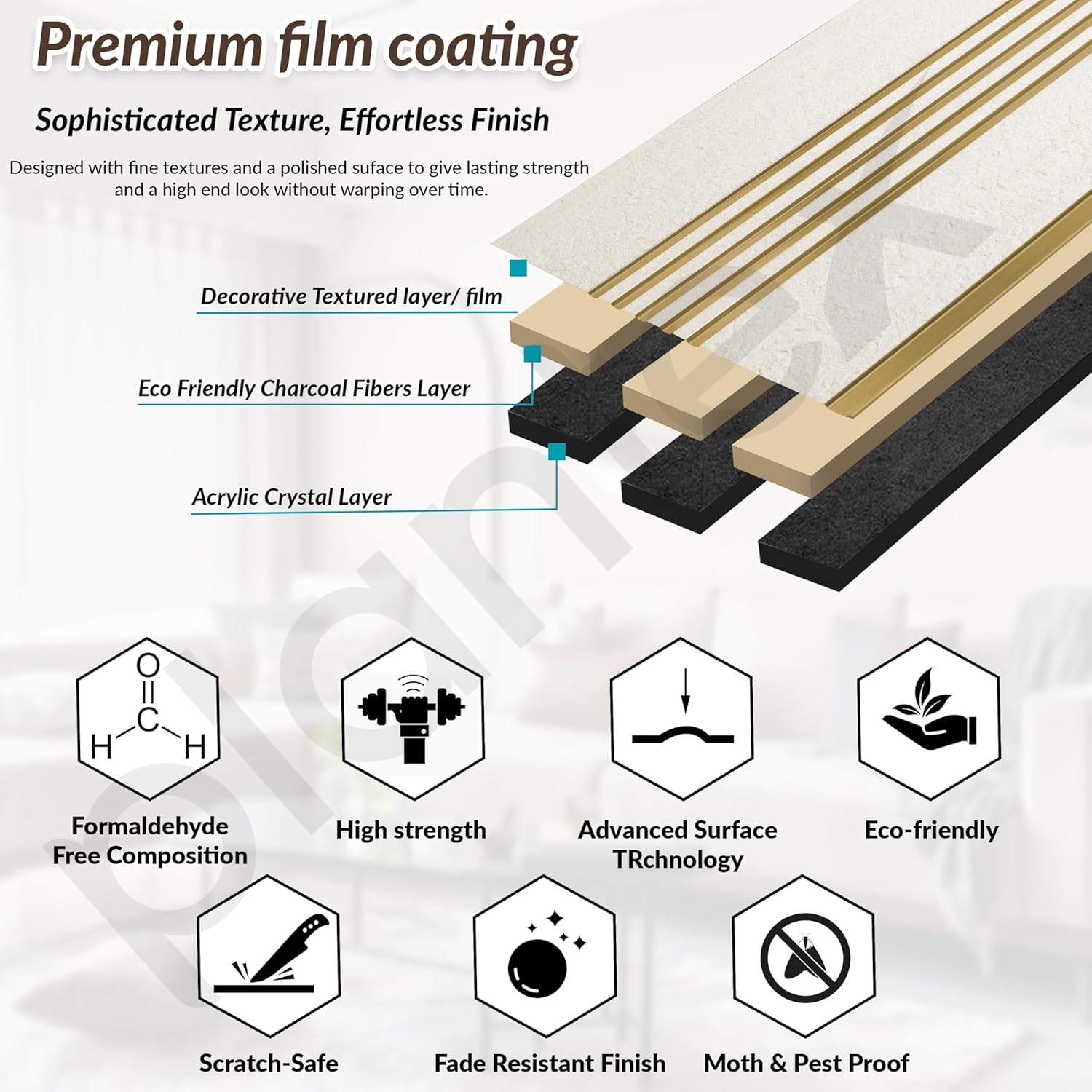 Plantex Louvers Panel for Wall/8 Feet Wall Panels/3D Charcoal Panel for Interior Walls Dรฉcor - Pack of 3 Covers - 24 Sq. Ft, Size-1 Feet x 8 Feet (YD-1202) - Image 7