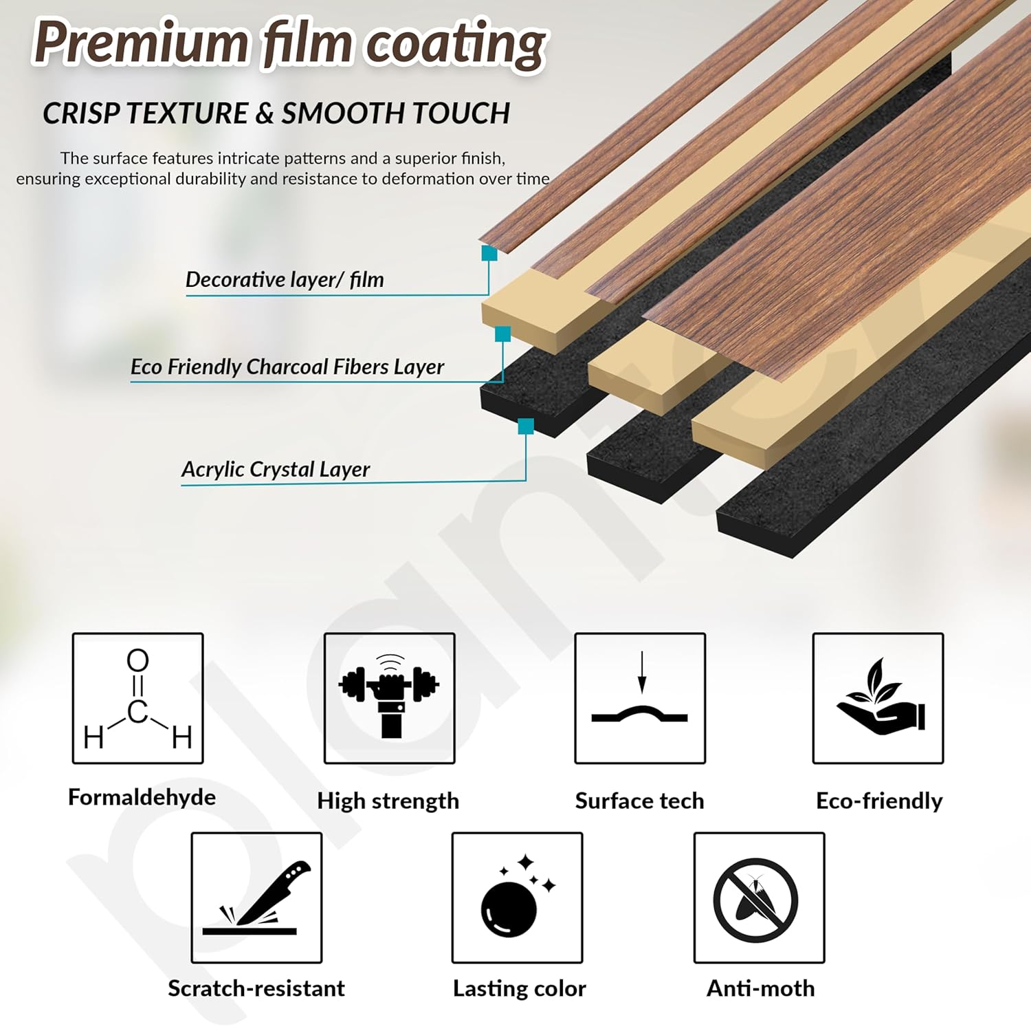 Plantex Wall Panels/Wooden Louvers Panel for Wall 8 Feet/Charcoal Panel for Interior Wall Dรฉcor/3D Wall Panel - Pack of 3 Covers - 9 Sq. Ft, Size-5 Inch x 8 Feet (Wooden - Modern Strip) - Image 8