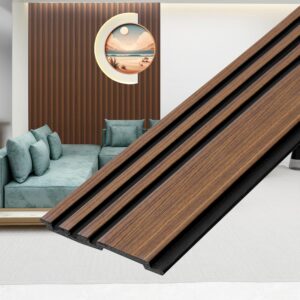 Plantex Wall Panels/Wooden Louvers Panel for Wall 8 Feet/Charcoal Panel for Interior Wall Décor/3D Wall Panel – Pack of 3 Covers – 9 Sq. Ft, Size-5 Inch x 8 Feet (Wooden – Modern Strip)