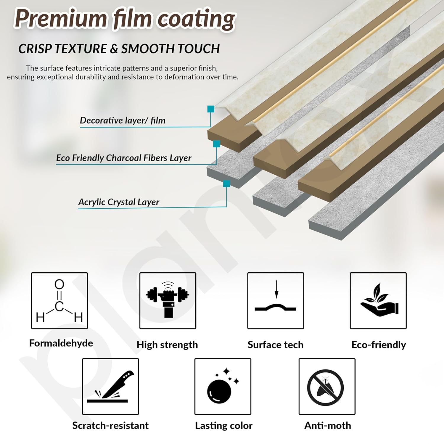 Plantex Louvers Panel for Wall/8 Feet Wall Panels/3D Charcoal Panel for Interior Walls Décor - Pack of 7 Covers - 22 Sq. Ft, Size-5 Inch x 8 Feet (Ivory Gold) - Image 9